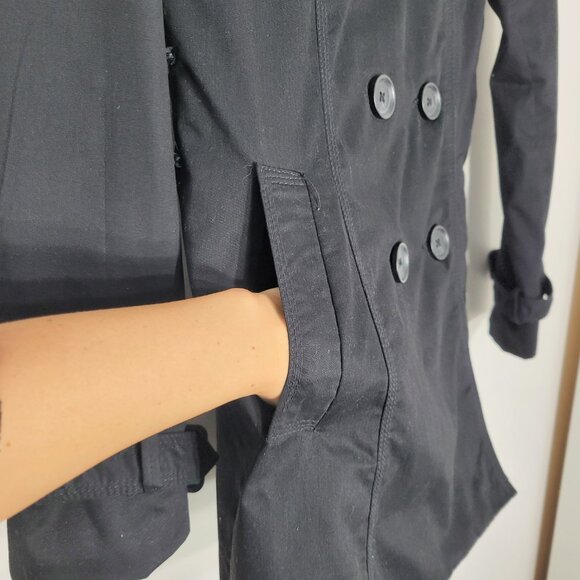 Stradivarius Women's Black Long Sleeve Double Breasted Trench Coats Size Small - Picture 4 of 12